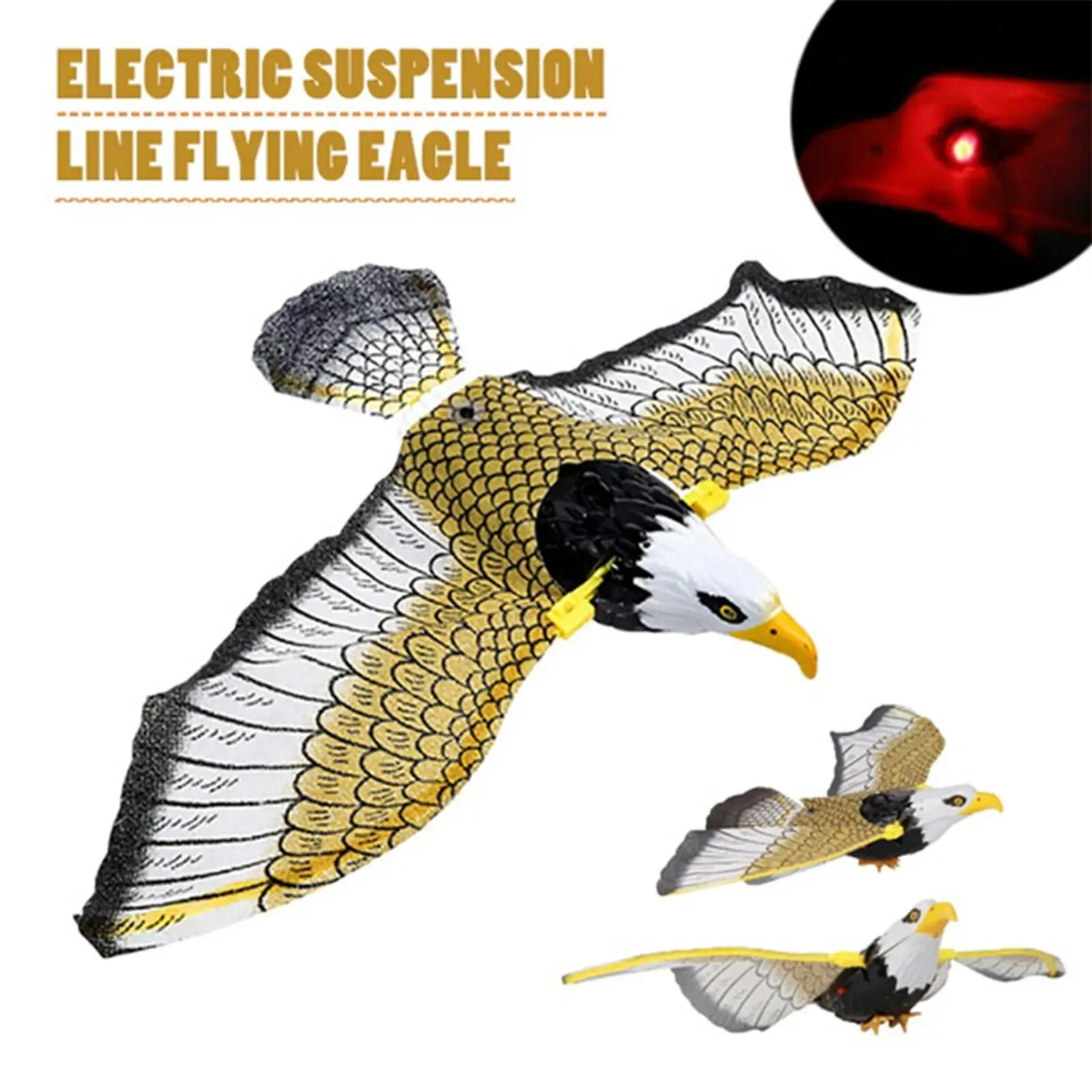 

New Luminous Bird Repellent Hanging Eagle Flying Bird Scarer Garden Decoration 2 AA Batteries Portable Flying Bird Hanging Eagle