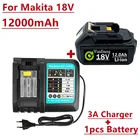 Перезаряжаемый литий-ионный аккумулятор для электроинструментов Makita 18 в 12000 мАч со светодиодной подсветкой, сменный аккумулятор LXT BL1860B BL1860 BL1850