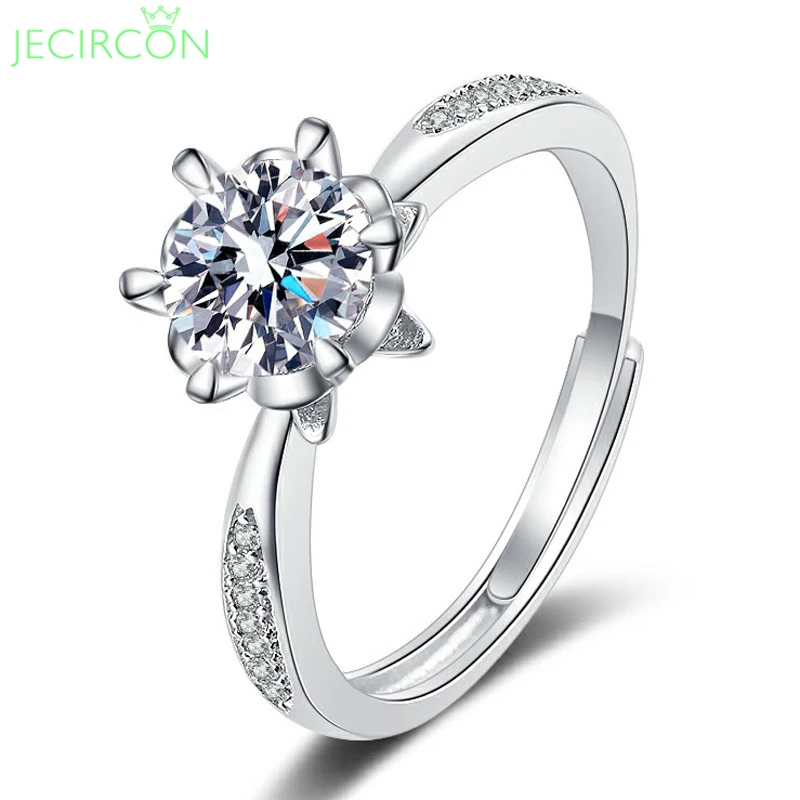 

JECIRCON 1 Carat Moissanite Ring for Women Flower Bud Fashion Personality 6-claw Engagement Band 925 Sterling Silver Jewelry