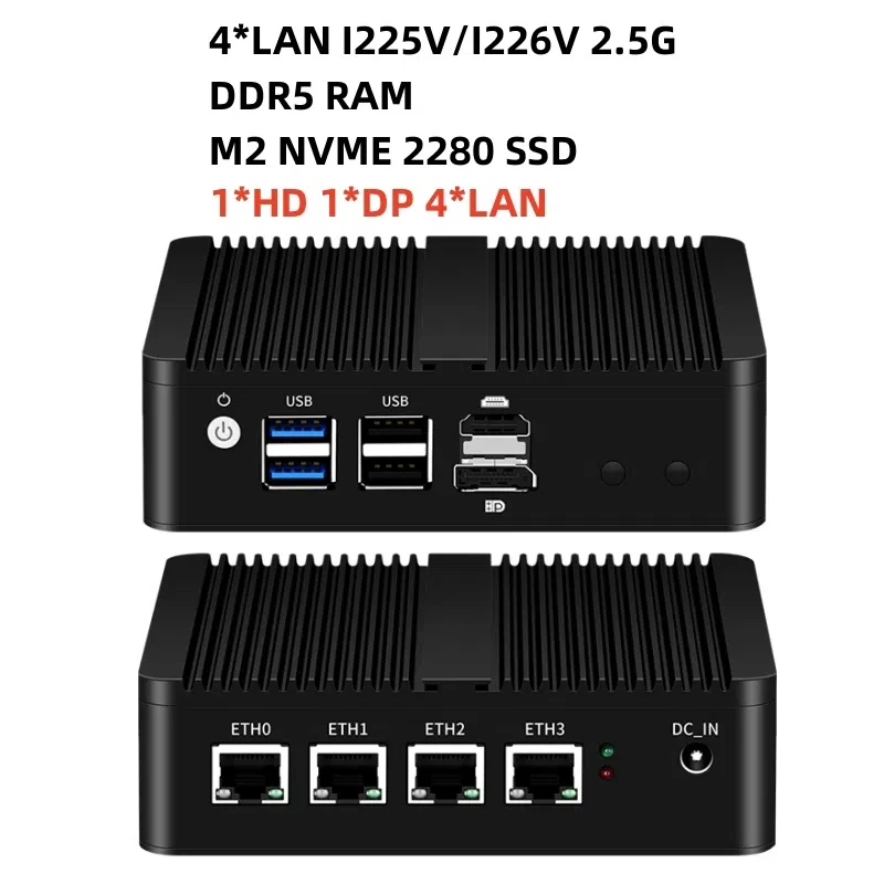 Pfsense сетевой мини-ПК N100 DDR5 HDMI/DP M.2 NVMe SSD 4x Intel Ethenret i225V i226V Windows11 Linux X86 мягкий