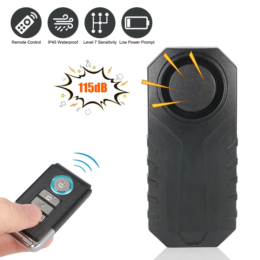 

Охранная сигнализация 113dB для мотоцикла, электрического велосипеда, с дистанционным управлением