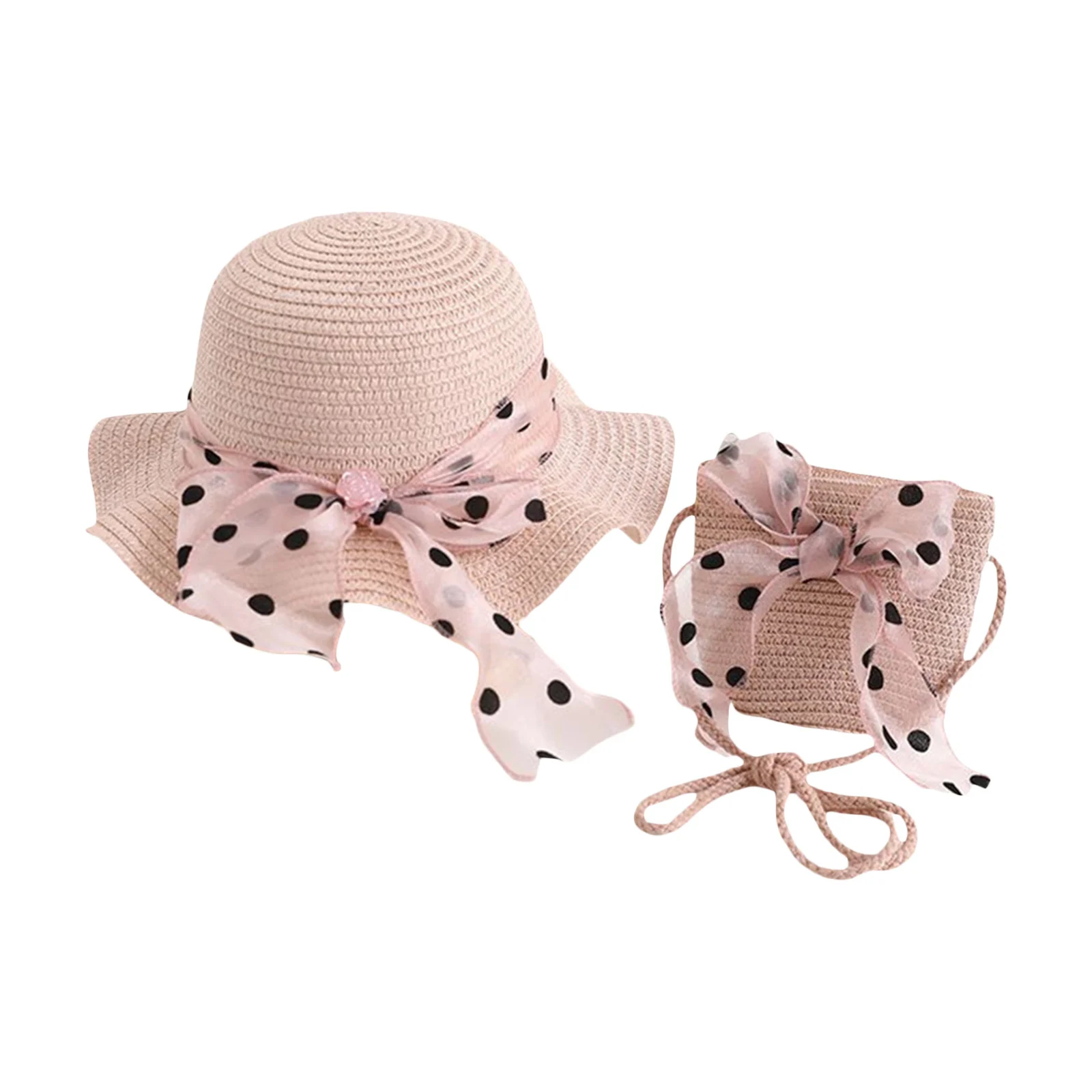 

Winkinlin детская соломенная шляпа-котелок для девочек Летняя широкая Женская пляжная сумка через плечо с солнцезащитными крышками для малышей морской путешествия на открытом воздухе