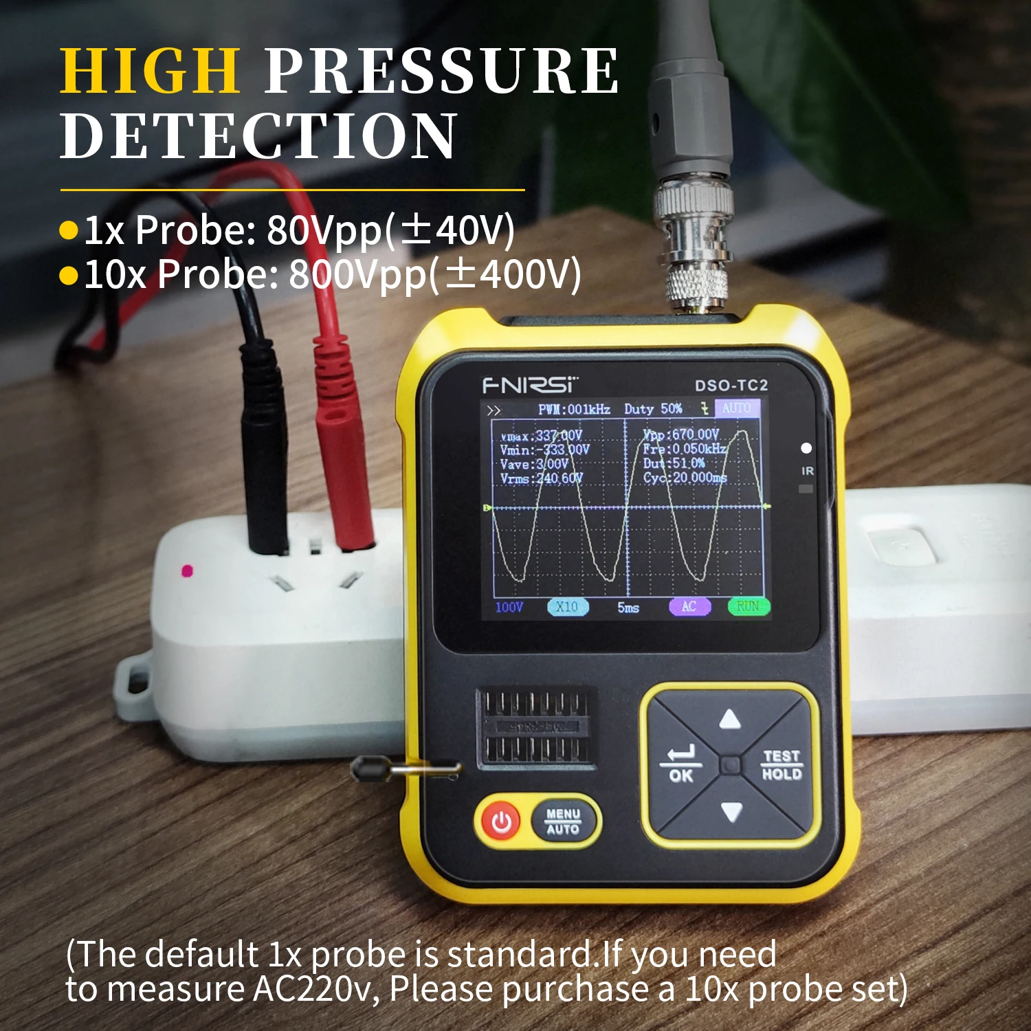 

FNIRSI DSO-TC2 Handheld Digital Oscilloscope Transistor Tester 2-in-1 Support Diode Capacitance Voltage LCR Detect PWM Out