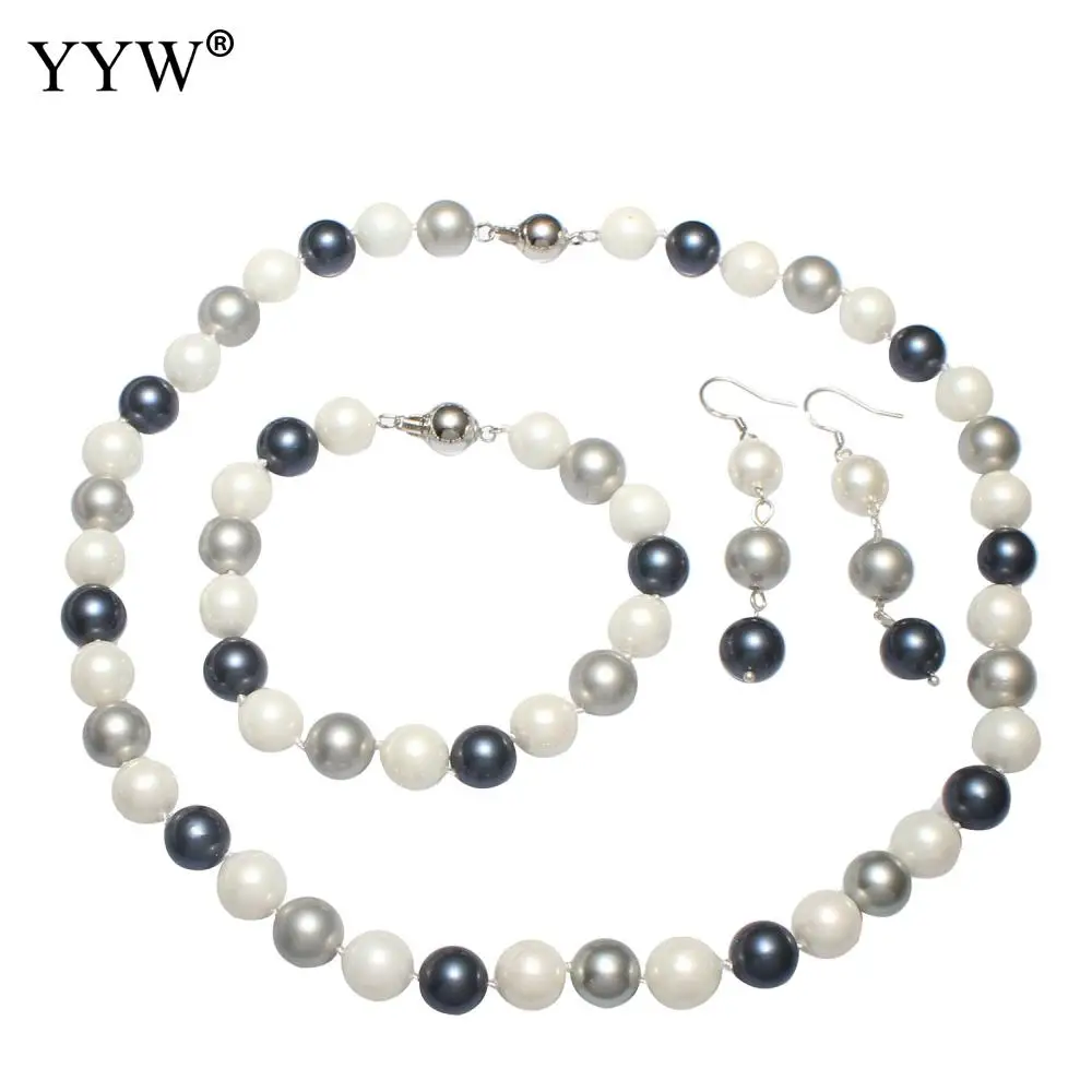

Natural Freshwater Pearl Bracelet Necklace Earrings 3-Piece Set Elegant Banquet Jewelry Set Natural Baroque Pearl Jewelry Sets