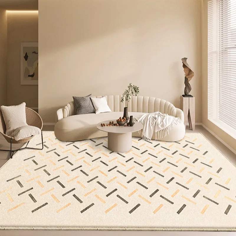 

Home Plush Lounge Rug Thicken Cloakroom Non-slip Mat Light Luxury Living Room Decoration Striped Carpet Simple Rugs for Bedroom