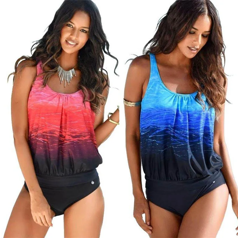 

Women Gradient Strap Two Piece Tankini Set Swimwear Swimsuit Bathing Suit