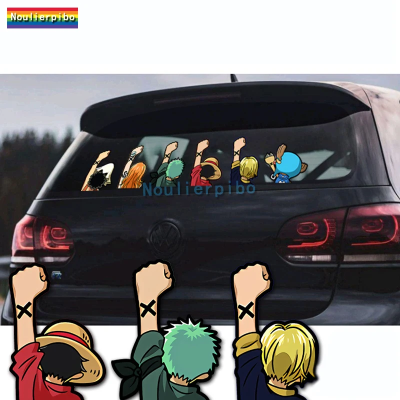 

Straw Hat Pirates Scratches To Block The Blood Luffy Zoro Rear Windshield Car Stickers Reflective PVC Vinyl Decals