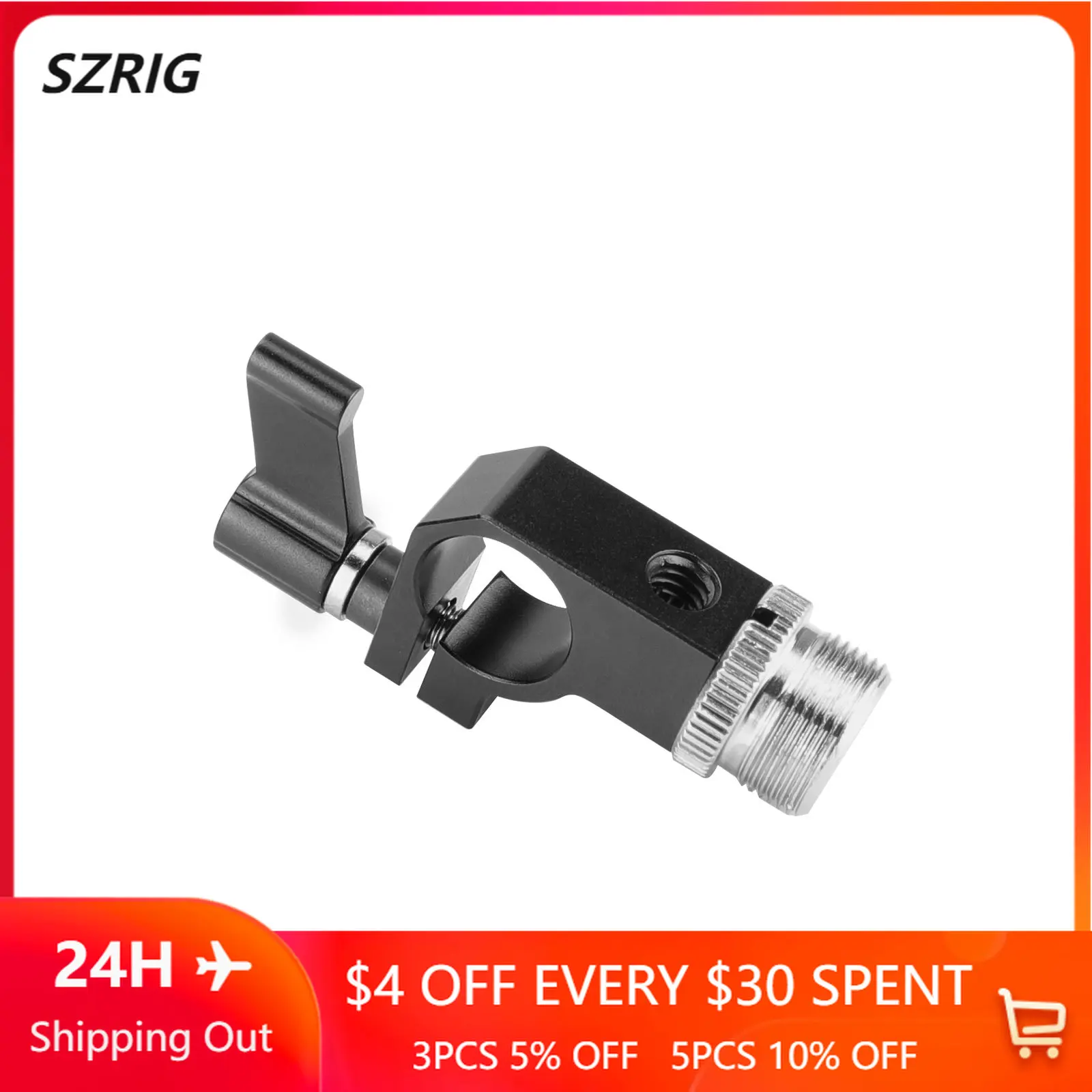 

SZRIG 15mm Single Rod Clamp With 5/8 Inch Mic Screw Connector For Microphone Holder Dslr Camera Accessory Photo Studio
