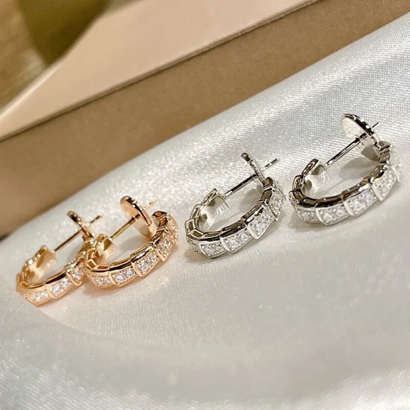 

S925 European and American trend snake bone full diamond earrings temperament ladies fashion high-end brand jewelry gift 1:1
