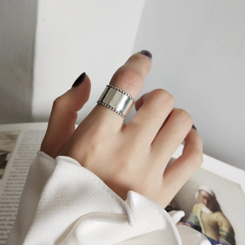

Real S925 sterling silver rings for women fine jewelry fashion open ring size adjustable trendy silver jewelry Birthday gift
