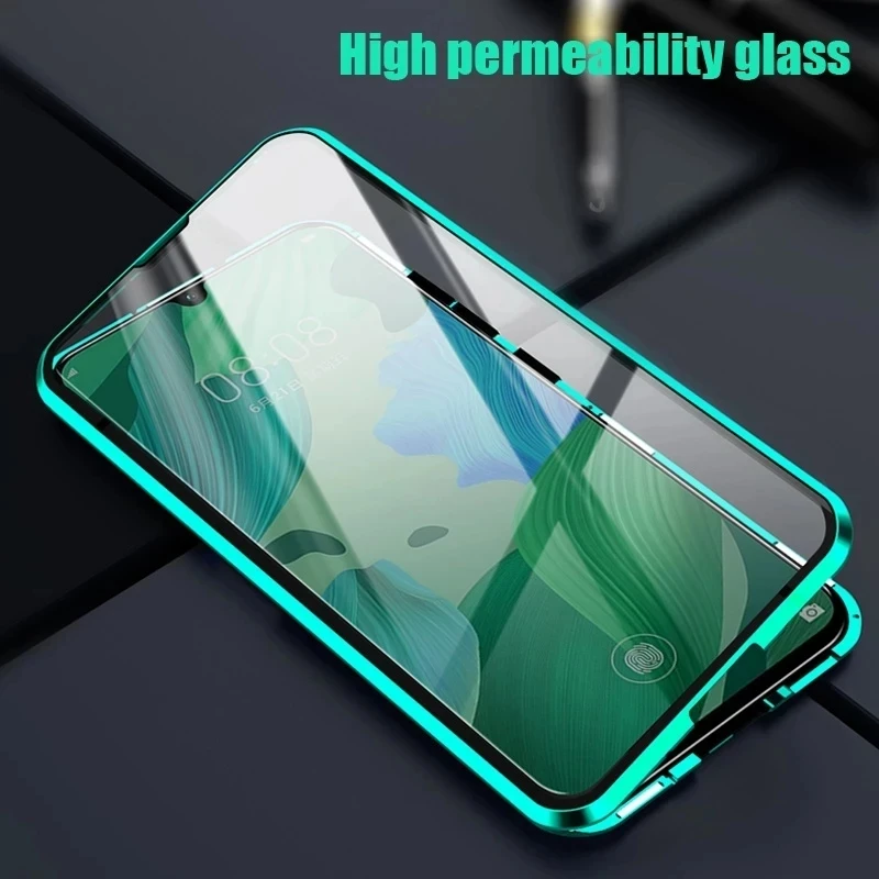 

360° Full Cover Adsorption Magnetic Cases For Xiaomi 10 10 Pro Case Metal Bumper Double-Sided Glass Funda Coque