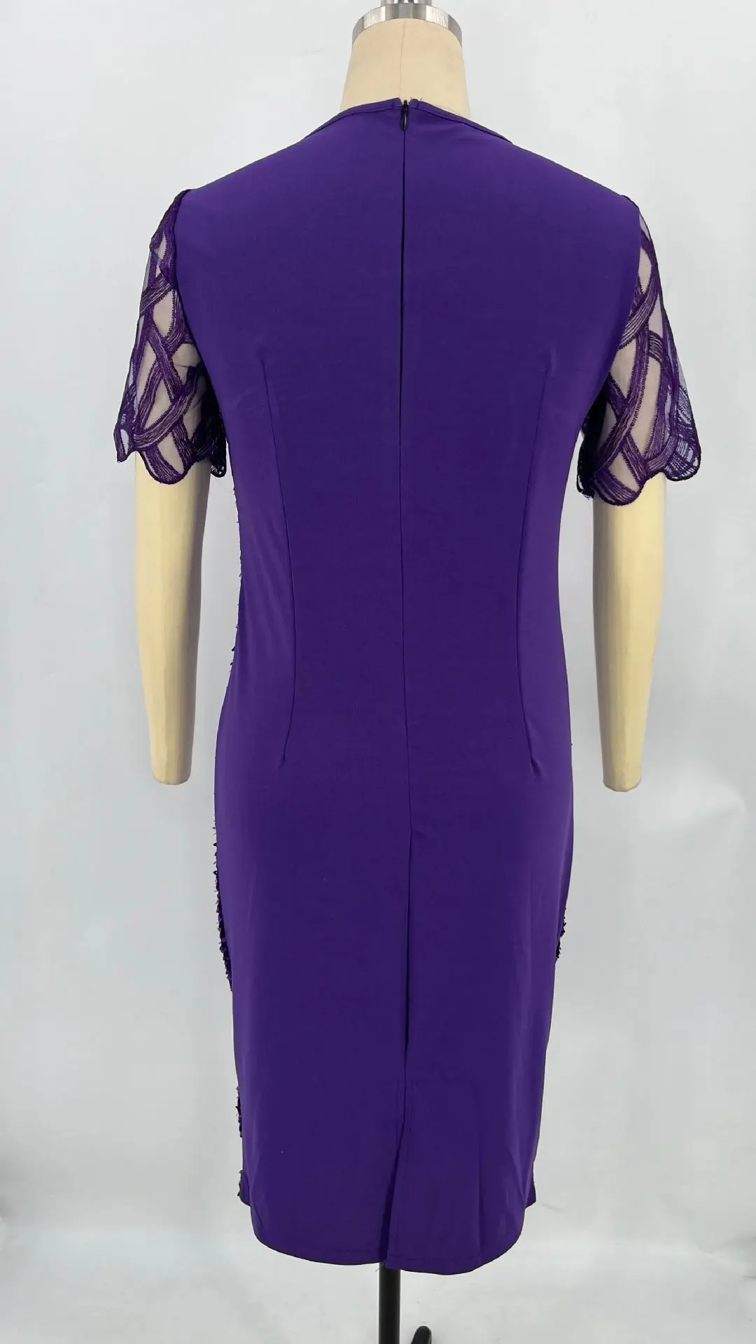 Plus Size Women's Dress Sequin Short Sleeve Dress 2023 New Summer Fashion Solid Color Round Neck Mesh Slim Large Dresses
