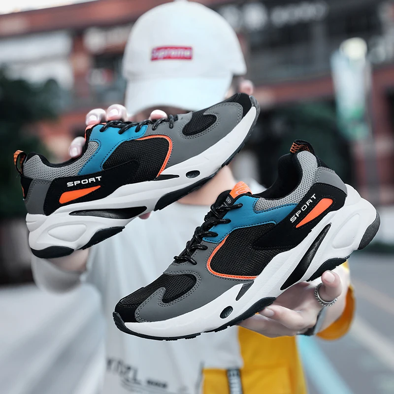 

Men Running Sneakers Autumn Fashion Comfortable Non Slip Casual Sports Walking Mens Shoes Round Toe Thick Sole Zapatillas Hombre