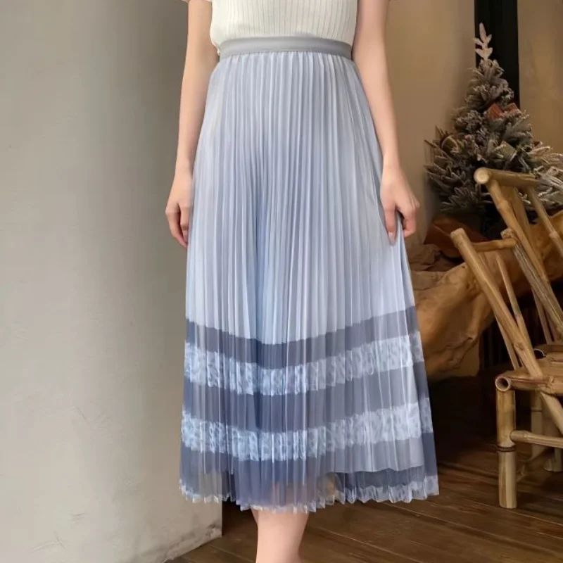 

Юбка женская плиссированная средней длины, модная двухсторонняя трапециевидная юбка с цветочным принтом, с завышенной талией, лето