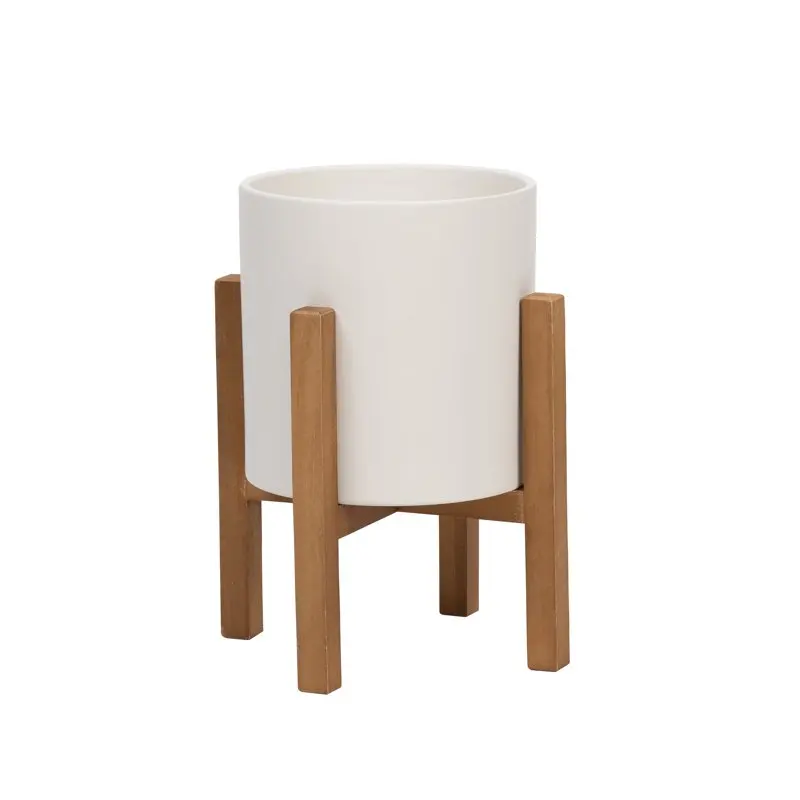 

Ceramic Planter with Wood Legs