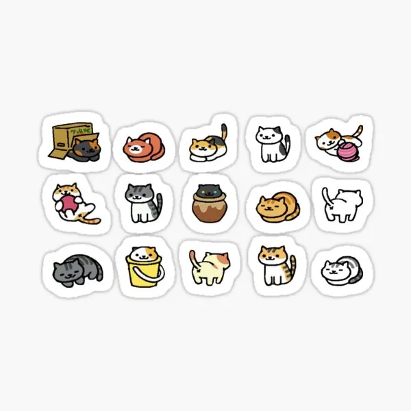 

Neko Atsume 5PCS Stickers for Living Room Cute Home Car Anime Print Laptop Background Art Bumper Decor Decorations Room