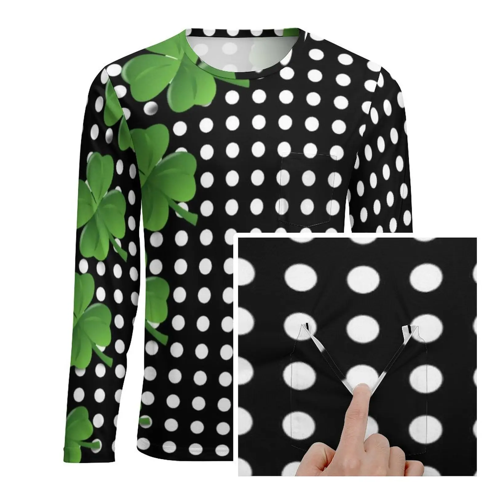 Черно-белая футболка в горошек мужская на день Святого Патрика базовые футболки