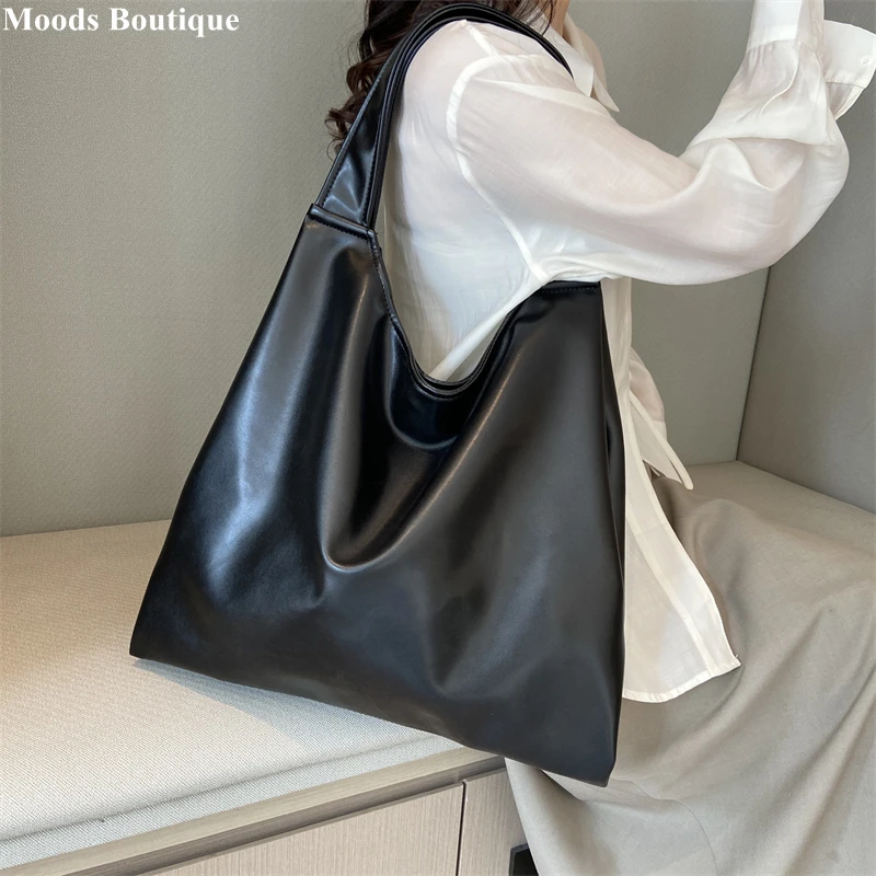 

MOODS Women Tote Bags 2023 Summer Latest Brands Large Capacity Shoulder Bag Soft PU Leather Lightweight Shopper Totes Sac A Main