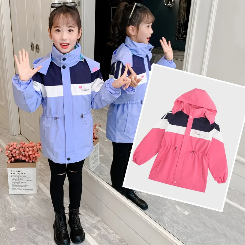 

new Autumn children fashion little girls clothing detachable outdoor windproof jacket winter thicken plush clothes windbreaker