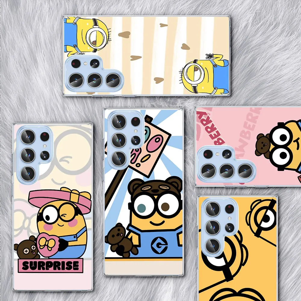 Забавный Милый мультяшный чехол M-Minionss для Samsung Galaxy S23 S22 Ultra S10e, чехол для S21 S20 FE S10 S9 S8 Plus, прозрачный чехол для телефона из ТПУ