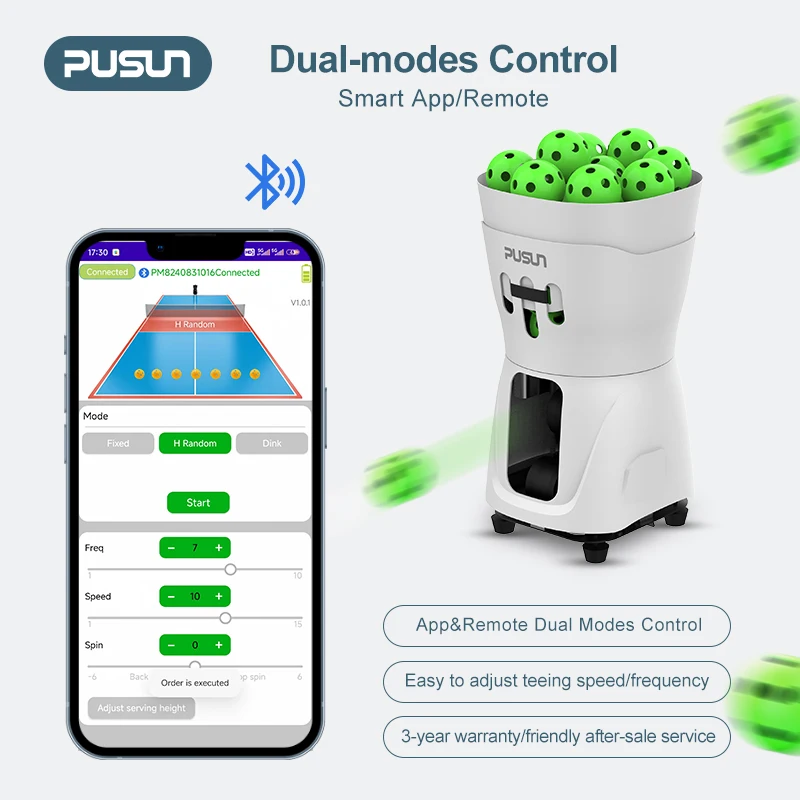 Фото Портативная машина для игры в пиклбол PUSUN PP Mini Pro с управлением через приложение, перезаряжаемая, вместимость 45 мячей, время работы от батареи 3-5 часов. №4