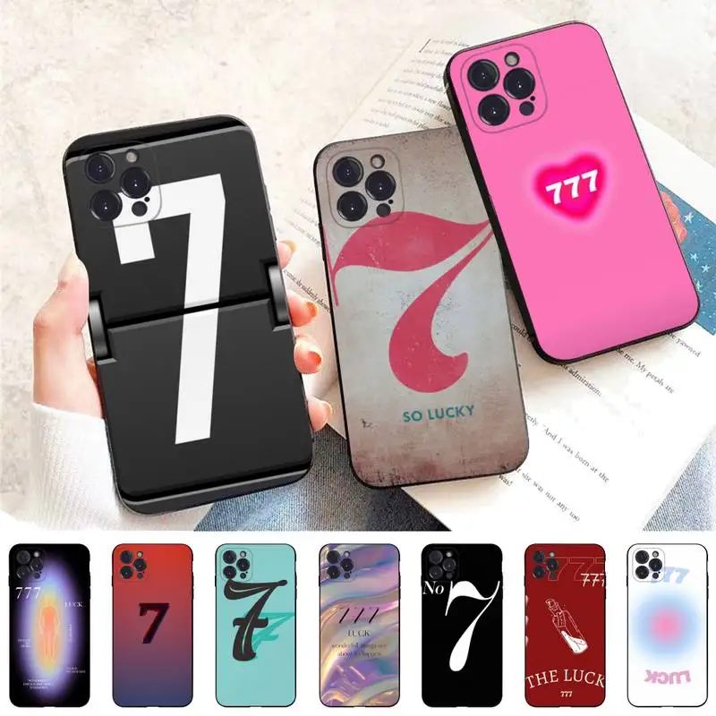 

number 7 Phone Case For iPhone 6 7 8 Plus 11 12 13 14 Pro SE 2020 MAX Mini X XS XR Back Funda Cover
