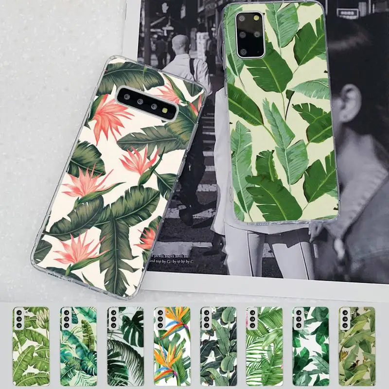 

Yinuoda Summer Tropical Green plants leaf Phone Case for Samsung S21 A10 for Redmi Note 7 9 for Huawei P30Pro Honor 8X 10i cover