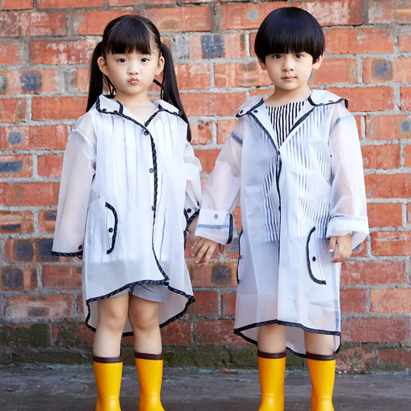 

EVA Raincoat for Kids Children Waterproof Rain Poncho Clear Transparent Tour Hoodies Raincoat Student Rainsuit Protective Cover
