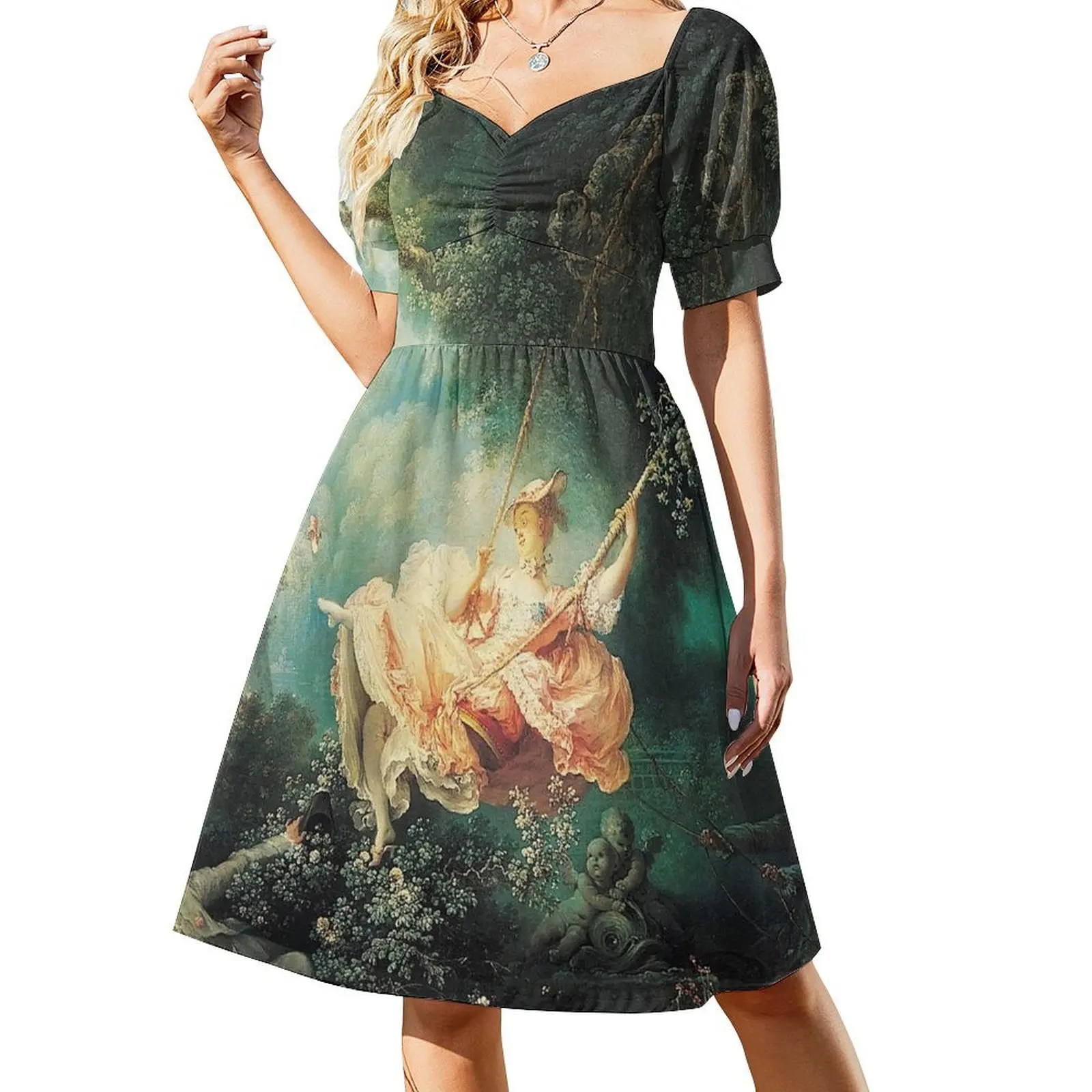 HD. The Swing от Jean Honoré Fragonard HIGH DEFINITION Платье с короткими рукавами женское летнее