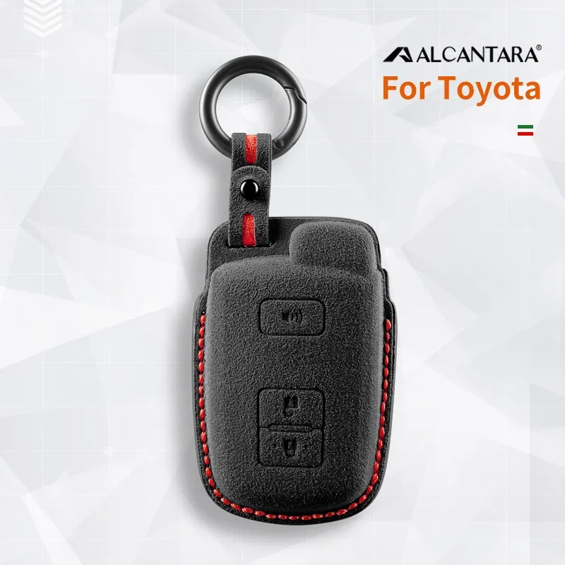 

Suede Car Key Case Cover Protector Keychain For Toyota Highlander Yaris Land Cruiser Prado Avensis IQ Corolla Prius Accessories