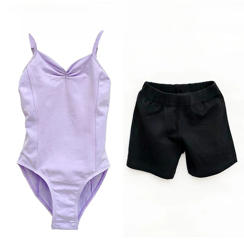 Фото Летний балетный купальник Theeper с регулируемыми бретелями, комплект из 2 предметов: шорты и топ с V-образным вырезом, дышащий костюм для танцев, тренировок и гимнастики №5