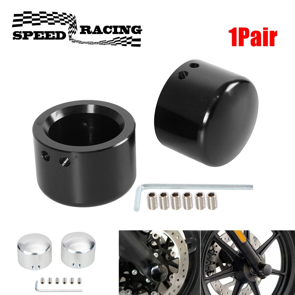 

Motorcycle Front Axle Nut Cover Caps For Harley Sportster 883 1200 Dyna VRSCA V Rod 02-06 CVO Softail Aluminum Black/Silver