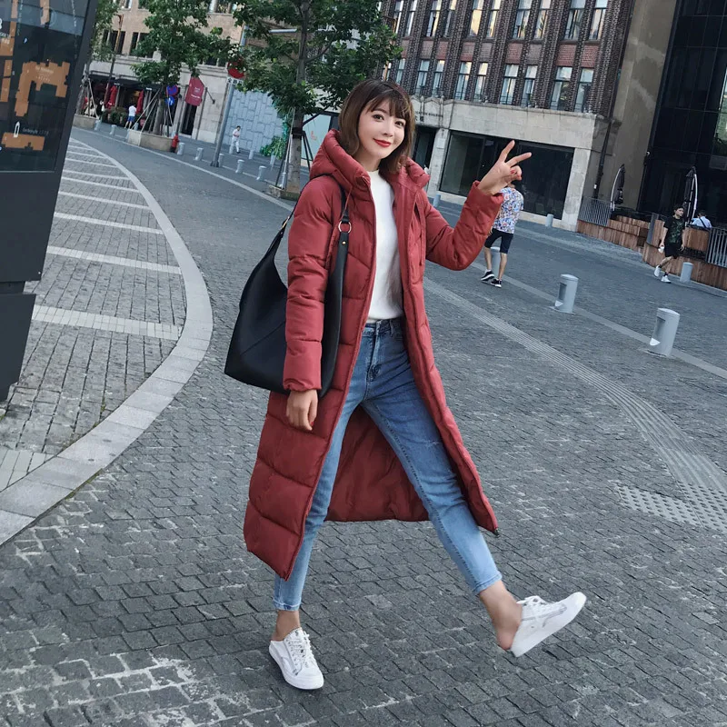 M-6XL Women Parkas Winter Warmth Long Hooded Padded Jacket Coat Jacket Korean Fashion Slim Fit Winter Snow Clothes Plus Size