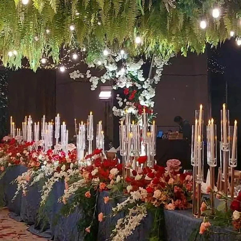 

Metal Candle Holder Acrylic Cover Candle Holder Candle Holder Vase Wedding Table Focus Pillar Stand Road Lead Party Decoration