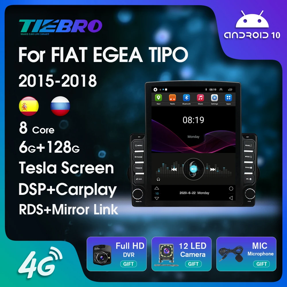 

Tesla Vertical Screen Car Radio For FIAT EGEA TIPO 2015-2018 GPS Navigation Stereo Multimedia Player Auto Radio Carplay NO DVD