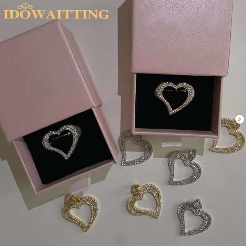 

Модные открытые кольца с фианитом в форме сердца, покрытые блестками, кольца с фианитом 5 А для влюбленных, роскошные украшения в стиле хип-х...