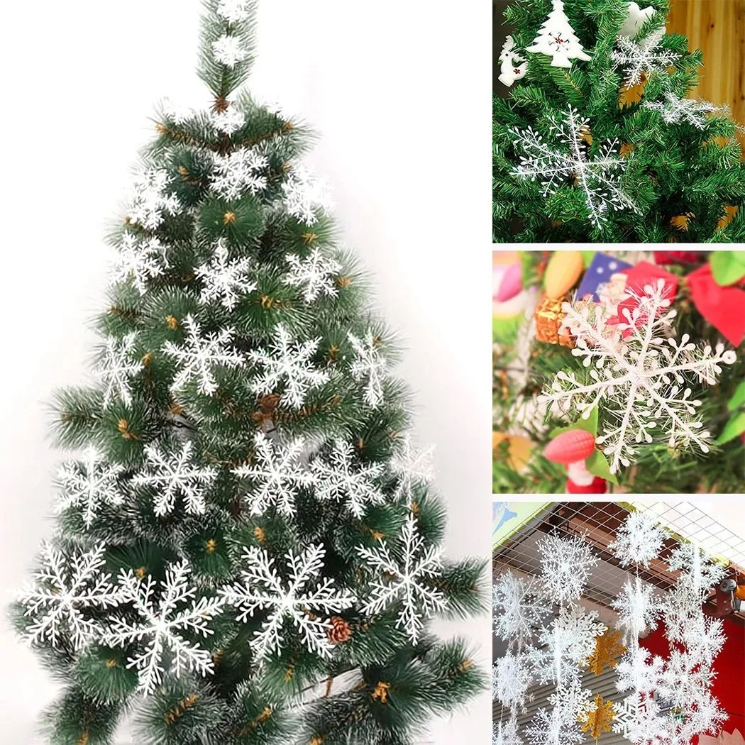 

30pcs Christmas Artificial Snowflakes Decorations Christmas Tree Hanging Ornaments For Home Merry Party Holiday Pendant Plastic