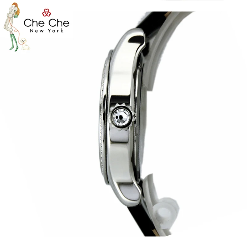 CHE CHE CC0016-A Women's watch leather strap luxury girl heart flower chassis student Watch crown-shaped Ba's