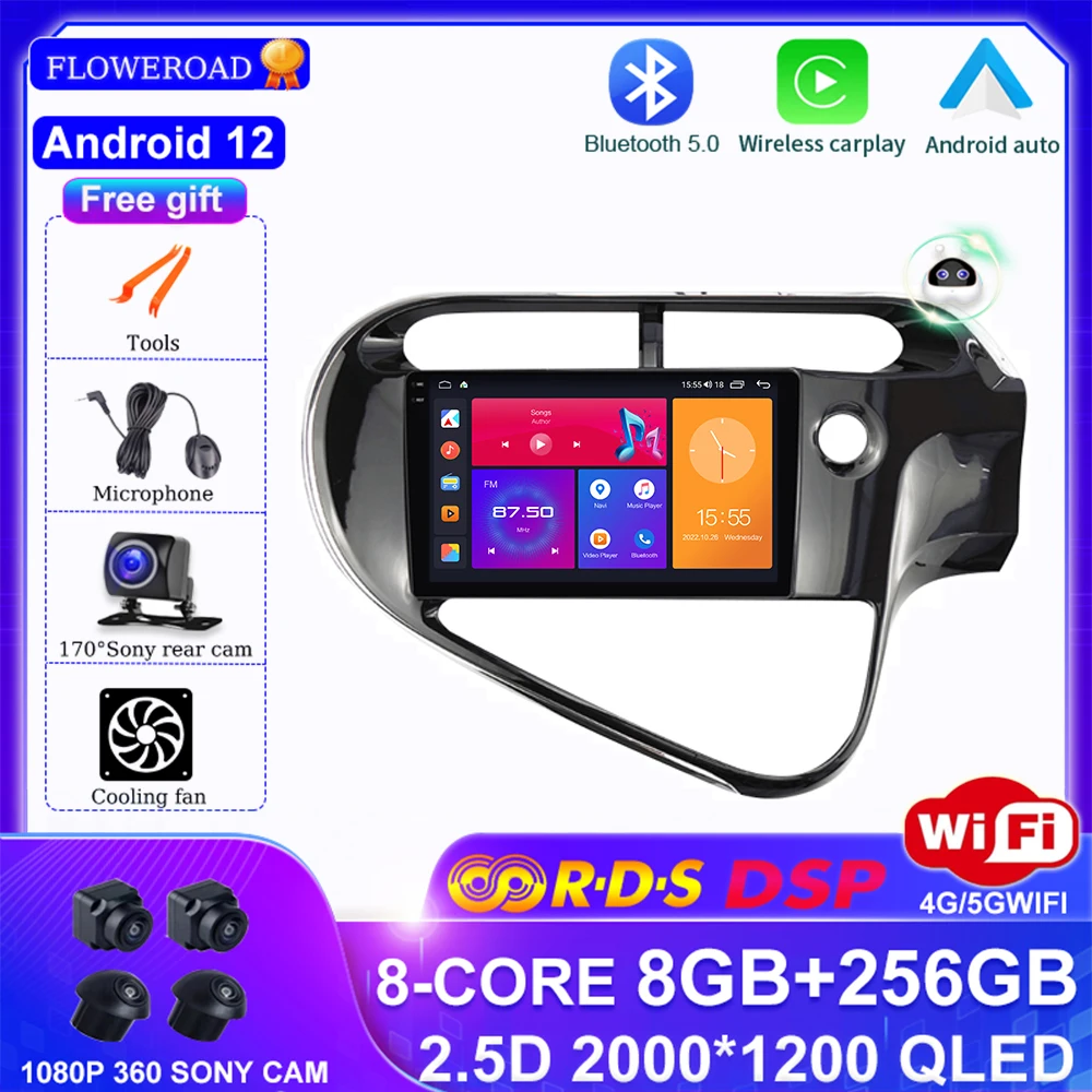 

Android 12 For TOYOTA AQUA Prius C 2018-2020 8+128G All In One Car Radio GPS Navigation Multimedia Video Player Carplay Auto BT