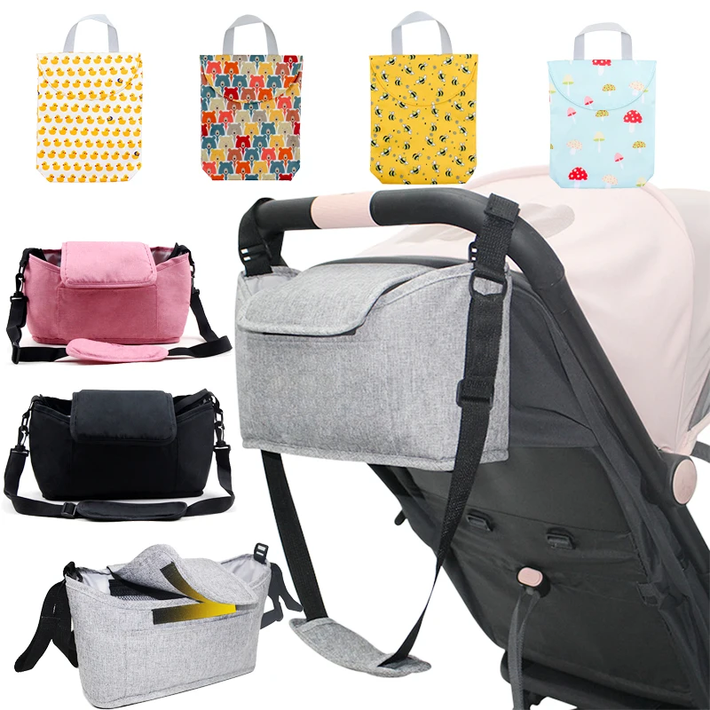 2 Baby Stroller Organizer Bag Mummy Diaper Bag Hook Baby Carriage Large Capacity Travel Wet Bags Stroller Accessories Cup Holder