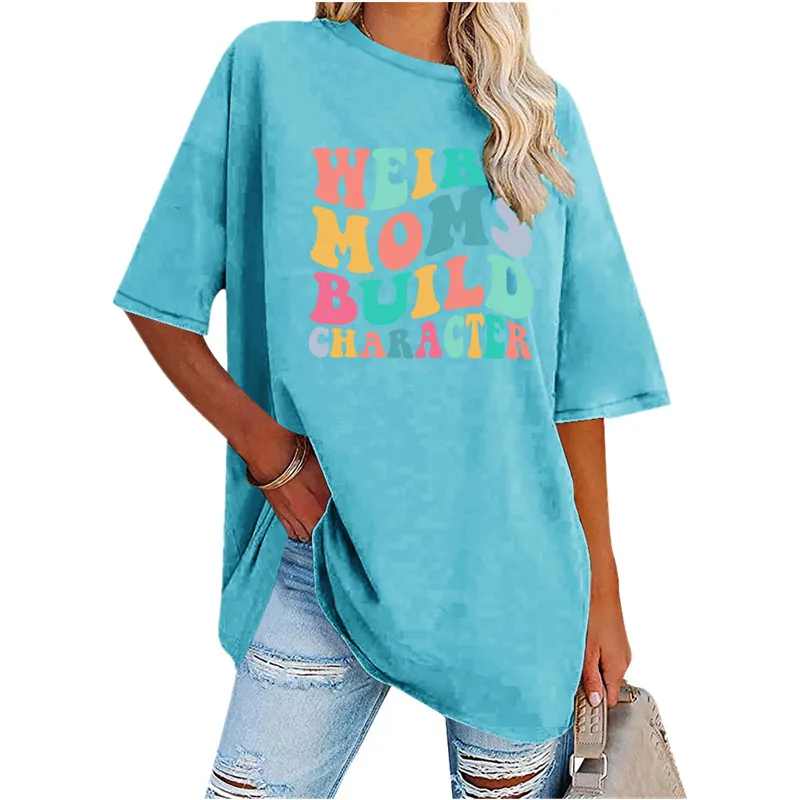 

Casual Loose T Shirt Clohtes For Women Letter Print Short Sleeve Tees Tops Ropa De Mujer White Pink Streetwear T-shirts Camisas