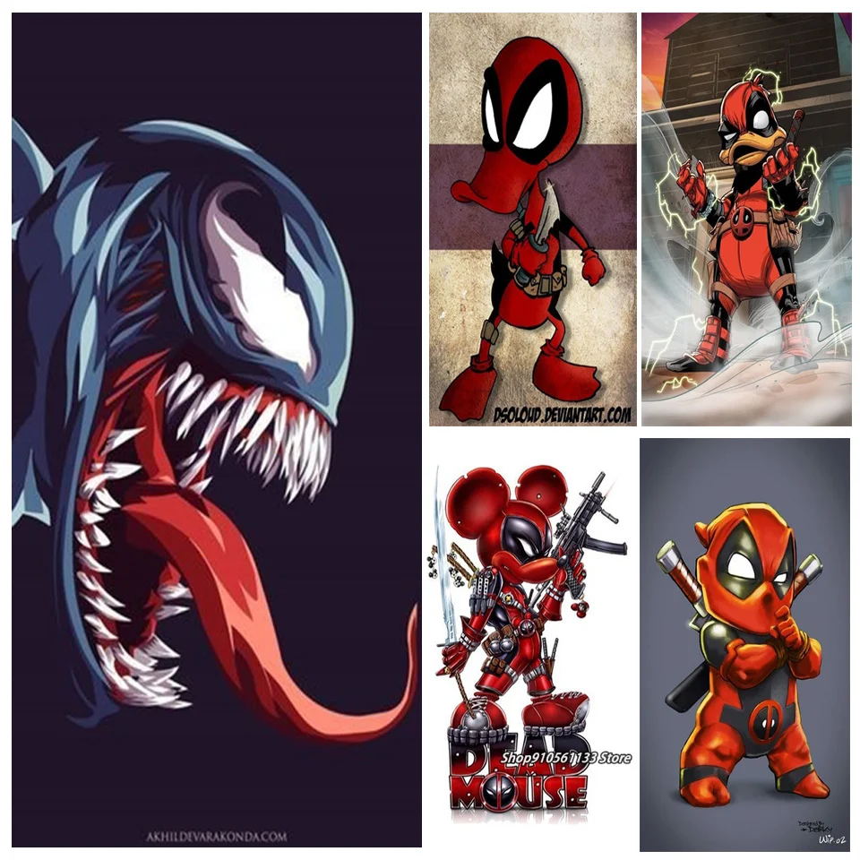 

5D алмазная живопись Marvel Disney Spoof Deadpool Набор для вышивки крестиком из американских комиксов художественное оформление подарки для домашнего ...