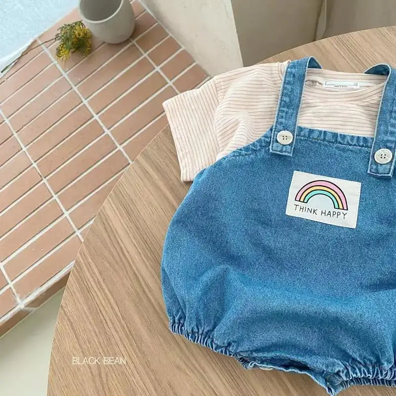 2022 Summer New  Baby Boy Sleeveless Denim Bodysuit Infant Girl Cute Dot Overalls Baby Toddler Rainbow Print Jumpsuit Clothes