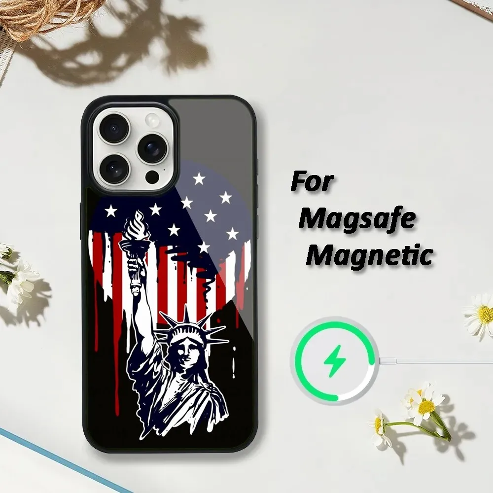 Чехол для телефона S-Статуя L-Liberty iPhone 15 14 13 12 11 чехлов Pro Max Plus с беспроводной