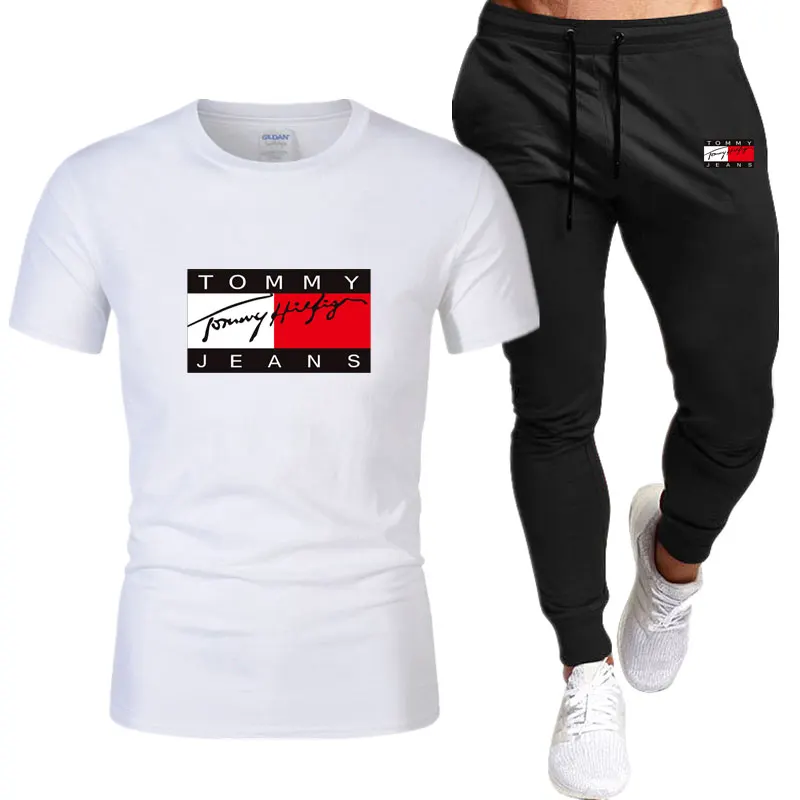 

Men's T-shirt Sports Two-piece Harajuku Top Short Sleeved Fun T-shirt+pants Set Fitness Jogging Set New for Spring/summer 2023