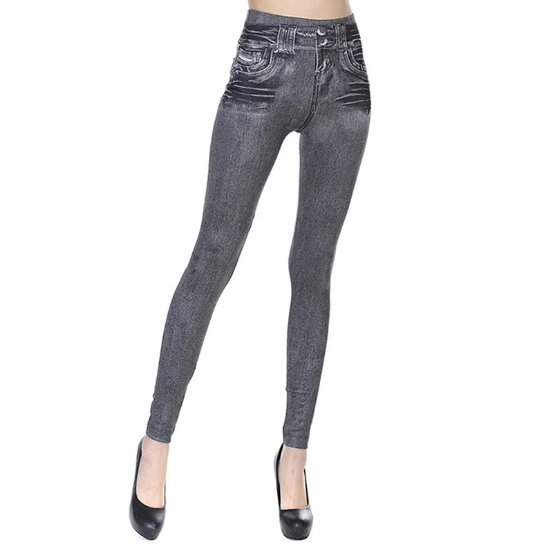 

Женские джинсы с имитацией под джинсы, модные женские джинсы, модные пикантные бесшовные узкие брюки, эластичные облегающие леггинсы с высо...