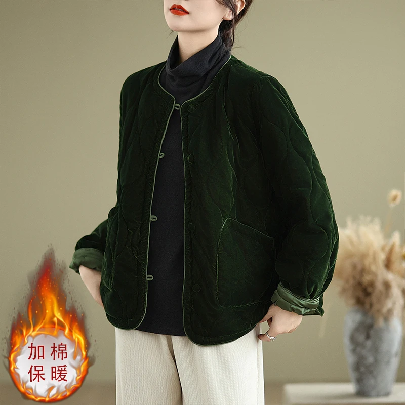 Сплошной цвет осень-зима новая повседневная хлопковая куртка в стиле ретро