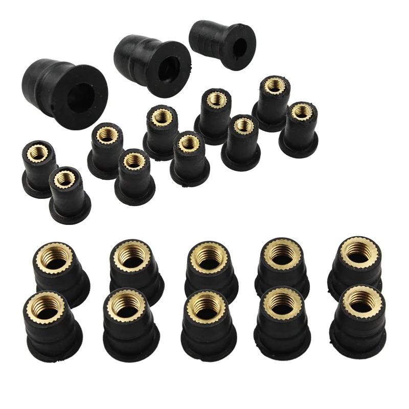 10pcs Motorcycle M4 M5 M6 Metric Rubber Well Nuts Windscreen Fairing Cowl Anodized Aluminum Moto Screws Bolts Accessories - купить по