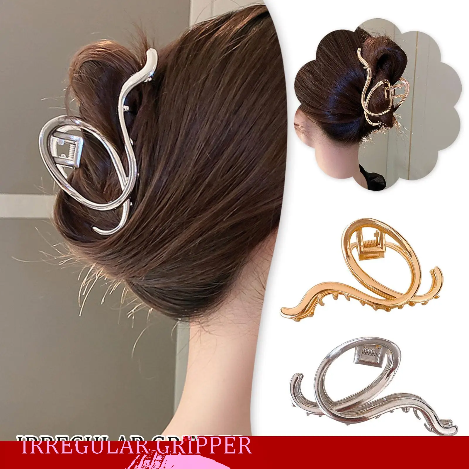

Женская заколка-краб для волос, винтажная Асимметричная Заколка-краб с вырезами, аксессуар для волос
