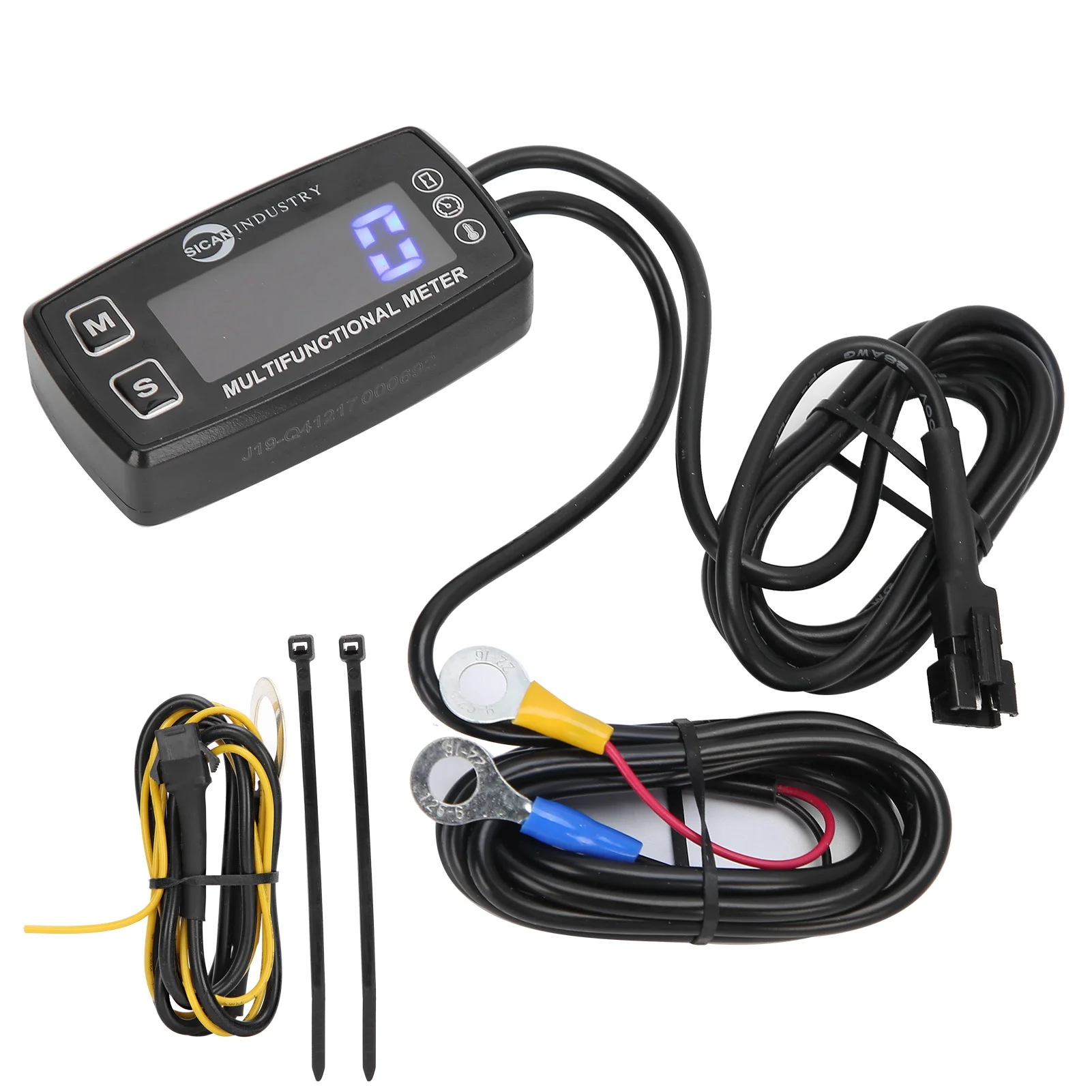 

LED Digital Display Tachometer Hour Meter Temperature Gauge Multifunctional for 2/4 Stroke Engines Tachometer Tachometer
